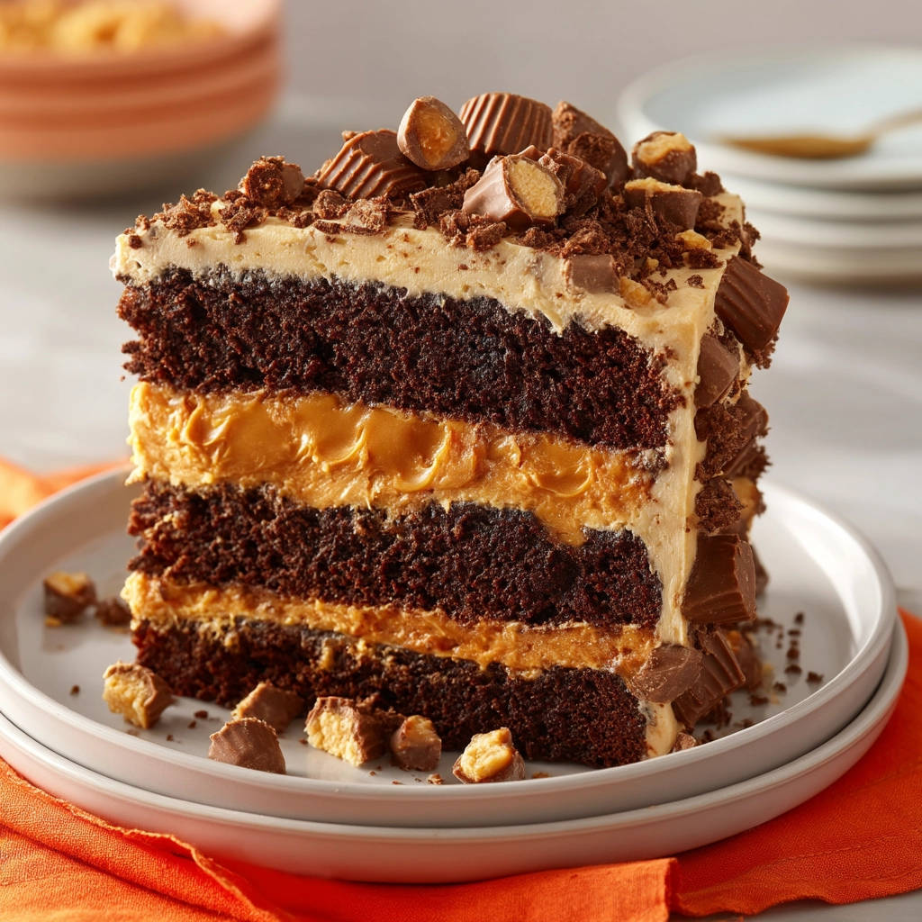 Chocolate Peanut Butter Layer Cake: The Moistest Ever! - recipe image