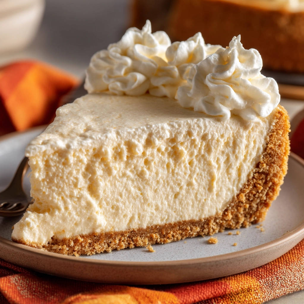 Classic creamy cheesecake slice topped with whipped cream, presented on a plate with a fork.
