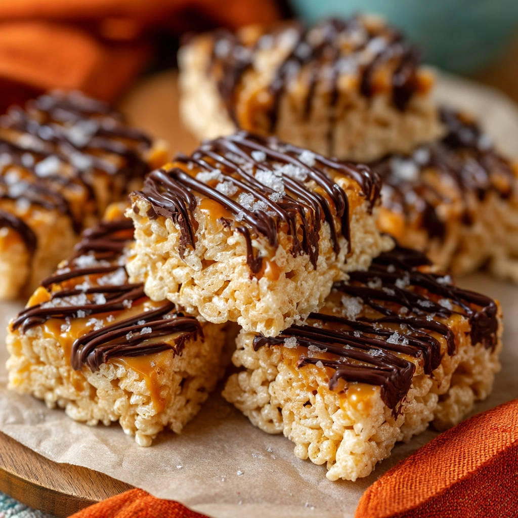 Salted Caramel Chocolate Crispy Treats - recipe image