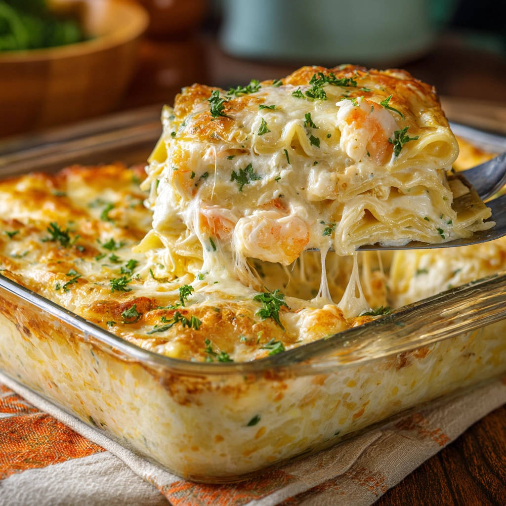 Creamy Shrimp Pasta Bake: Never Gummy Layers! - recipe image