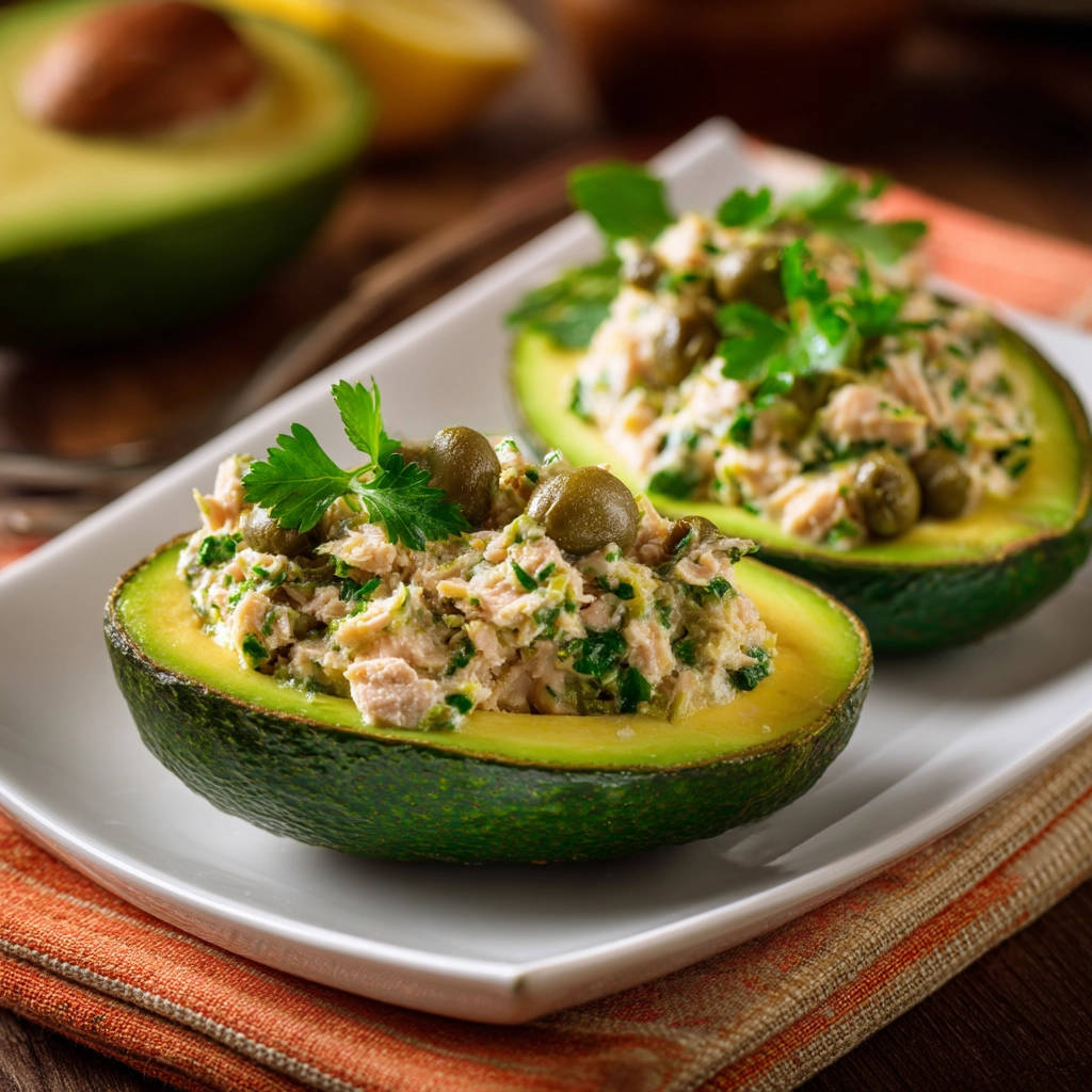 Delicious Tuna Stuffed Avocados Recipe - recipe image
