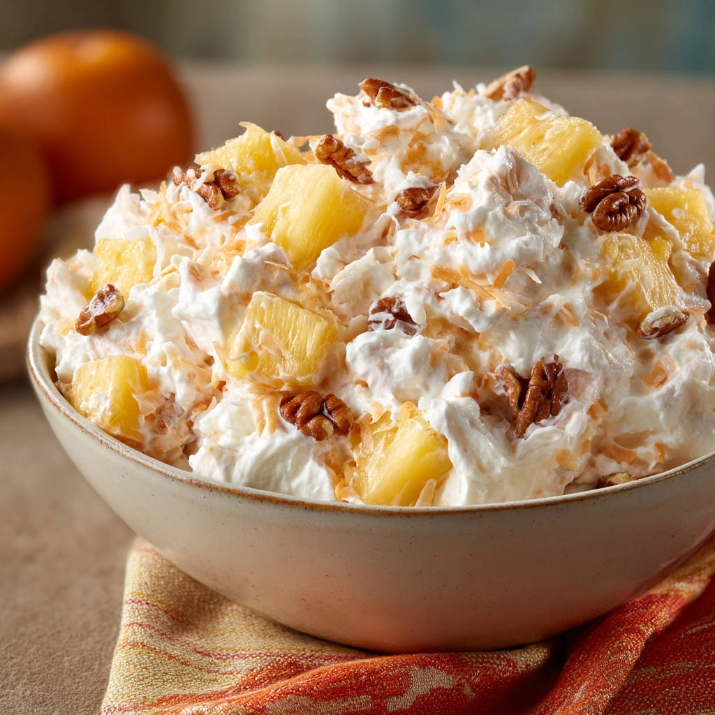 Fluffy Pineapple Pecan Salad: The No-Water Trick! - recipe image