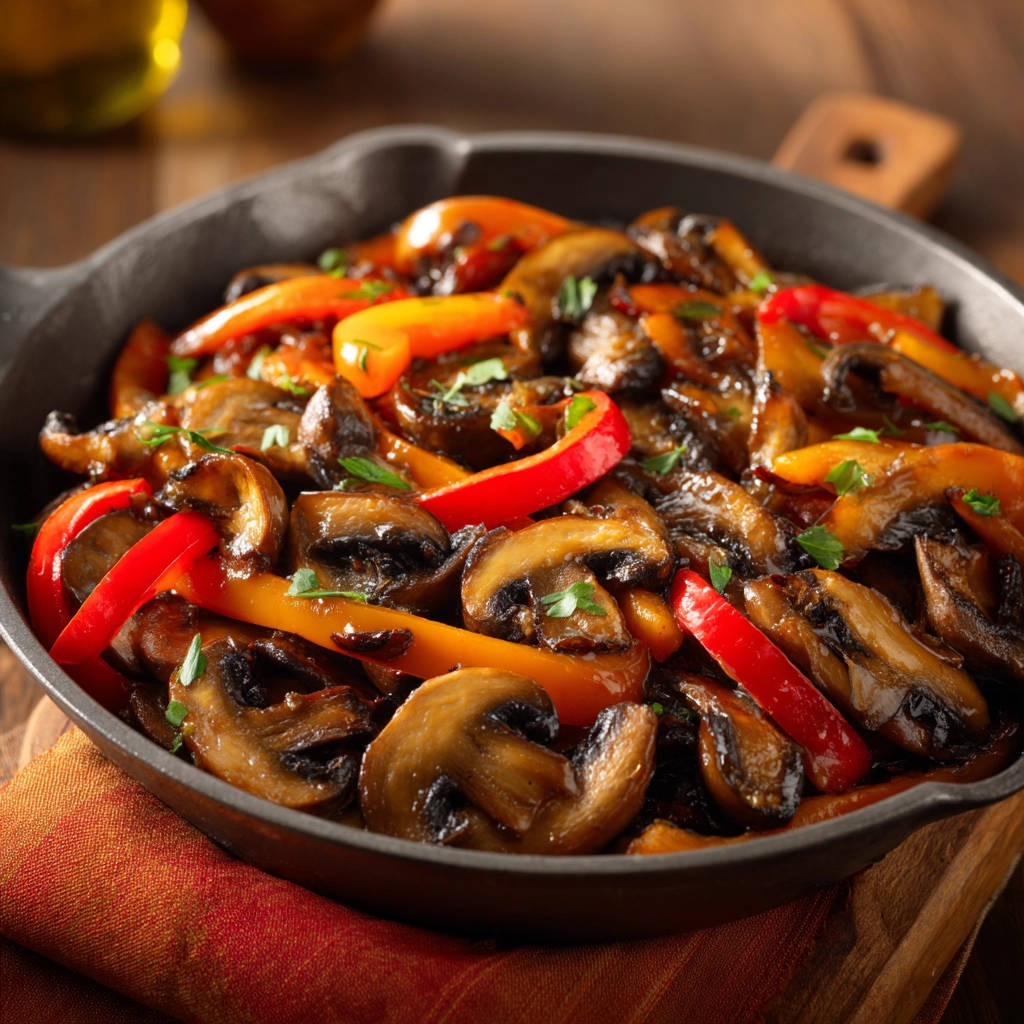 Sauteed Mushrooms and Peppers: Perfectly Browned Every Time - recipe image