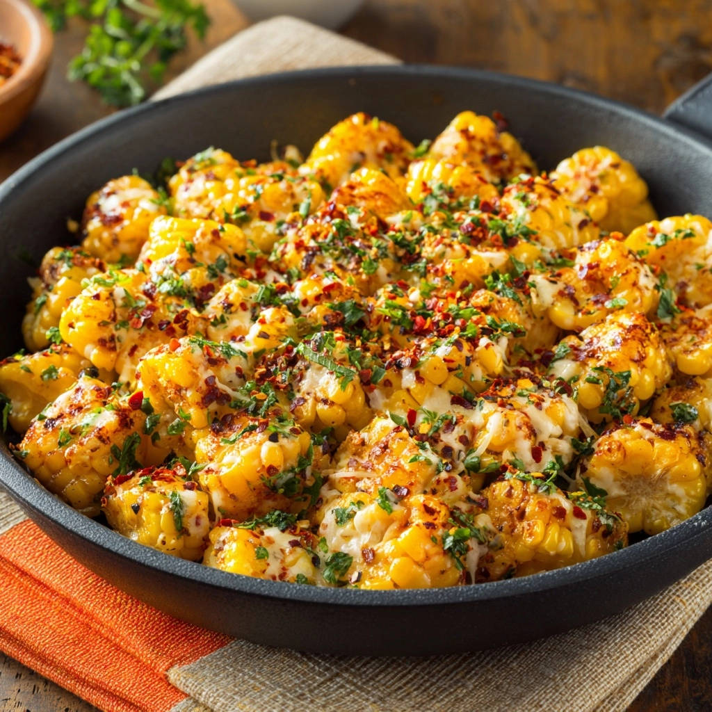 Easy creamy pan-seared gnocchi recipe with a close-up view of the melted cheese and chili flake topping.