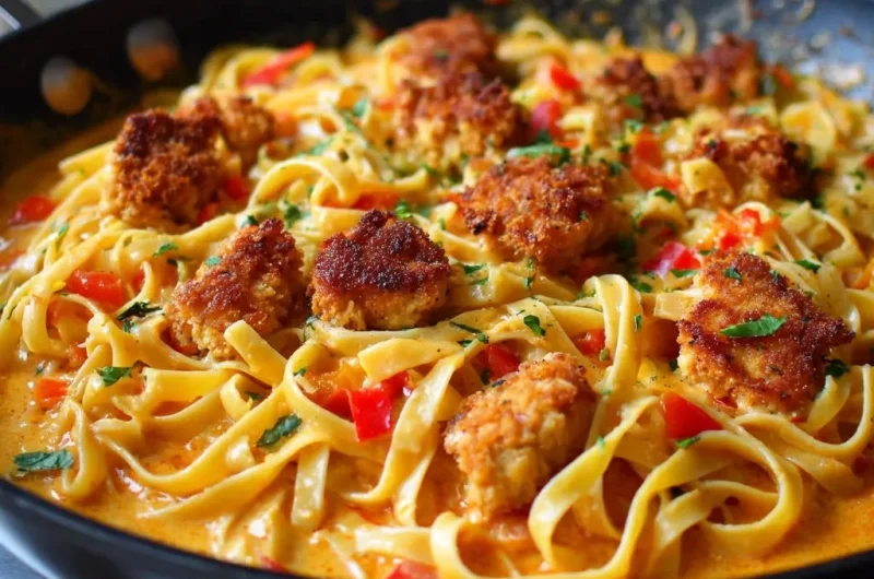 Creamy Skillet Pasta with Crispy Chicken Bites