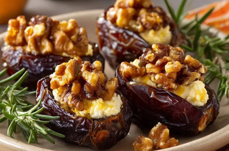 Elegant Stuffed Dates with Rosemary-Candied Walnuts