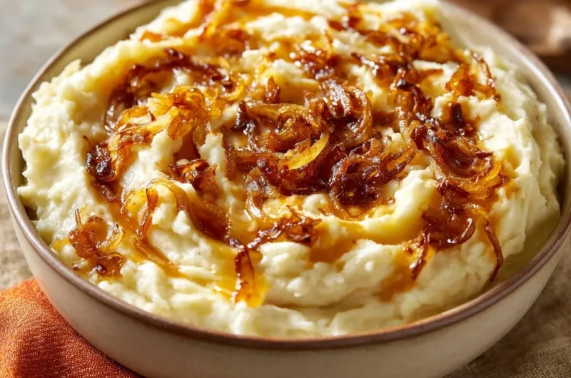 Fluffy Mashed Potatoes with Caramelized Onions