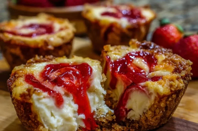 Mini Strawberry Swirl Cheesecakes