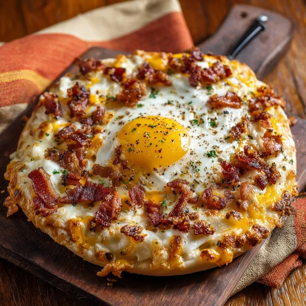 Cheesy Bacon Egg Flatbread: The Secret to Perfect Eggs - recipe image