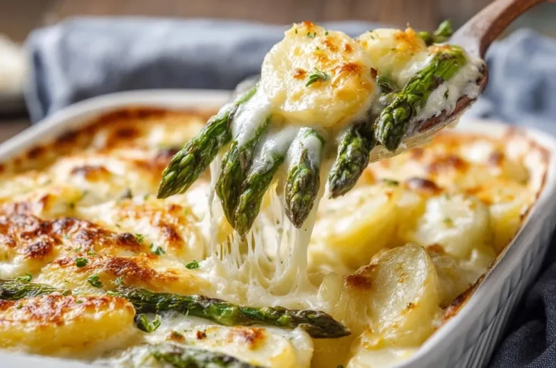 Cheesy Potato and Asparagus Gratin