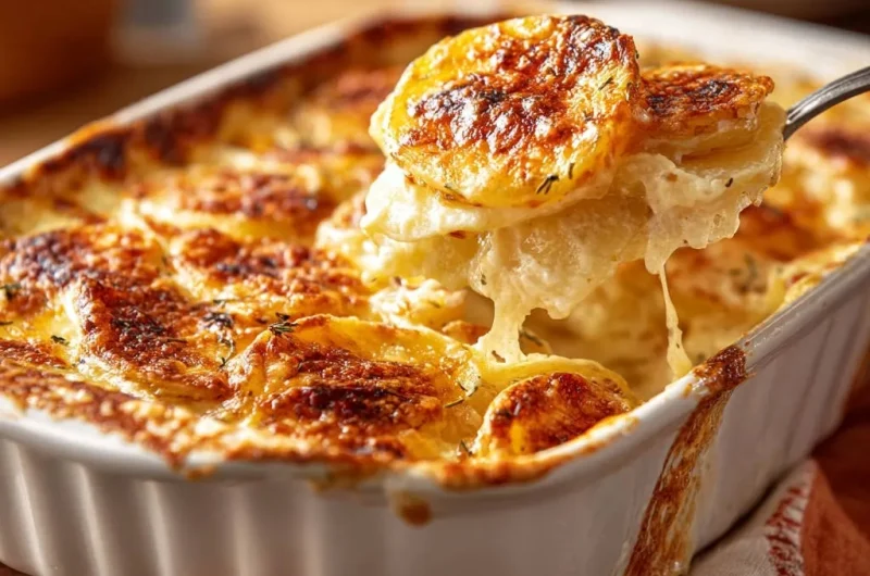 Golden Garlic Potato Gratin