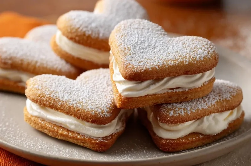 Heart-Shaped Cream Sandwich Cookies