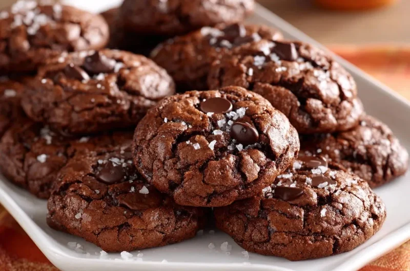 Salted Double Chocolate Fudge Cookies