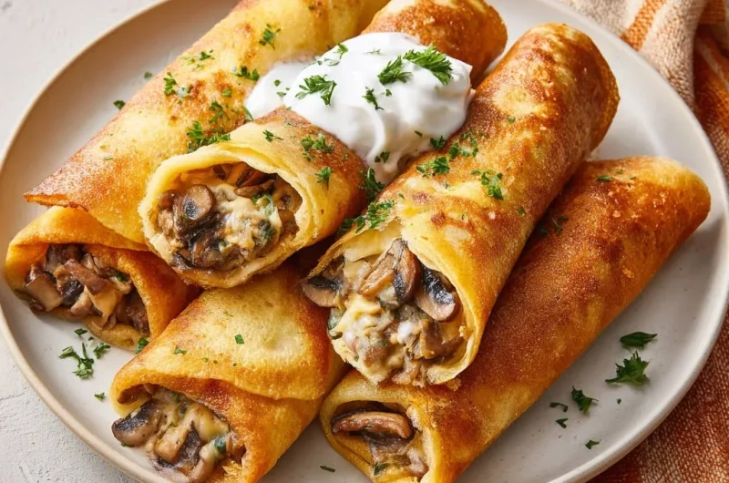 Blintzes with Creamy Mushrooms