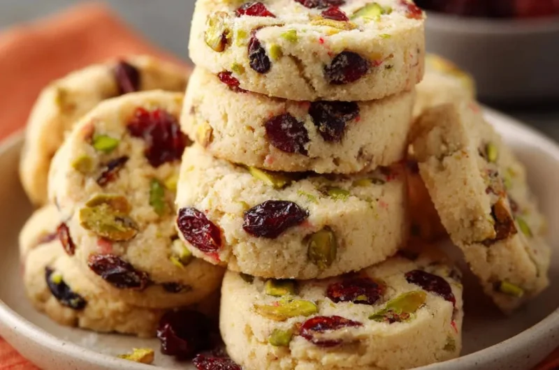 Cranberry Pistachio Shortbread Cookies