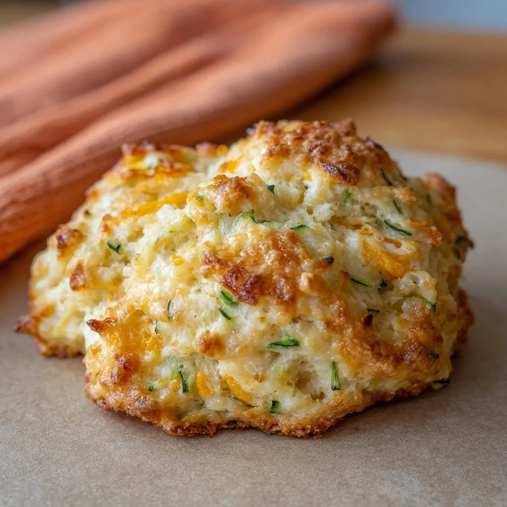 Zesty Zucchini Cheddar Bites showing the golden-brown baked exterior and visible shreds of zucchini and cheese.