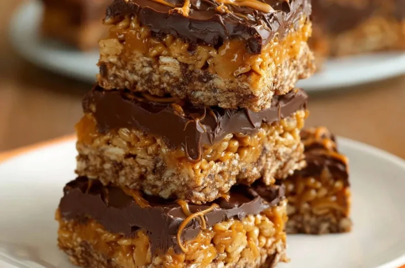 Caramel Chocolate Crispy Bars