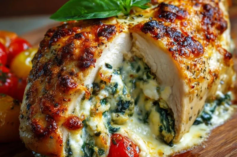 Cheesy Spinach Stuffed Chicken Breast
