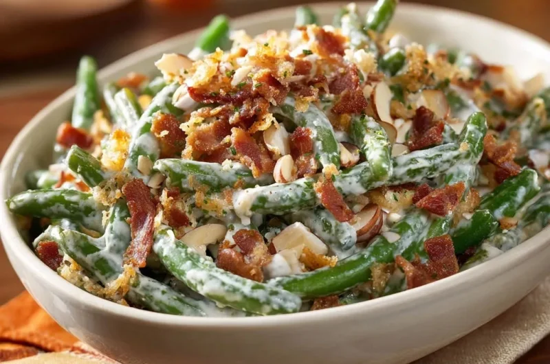 Creamy Green Beans with Crispy Topping
