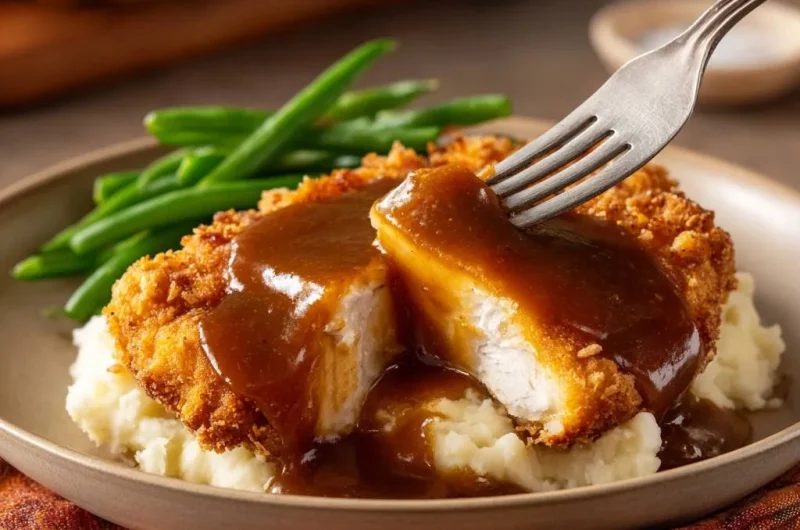 Crispy Chicken Cutlets with Savory Gravy