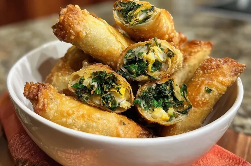 Easy Spinach & Egg Crispy Rolls