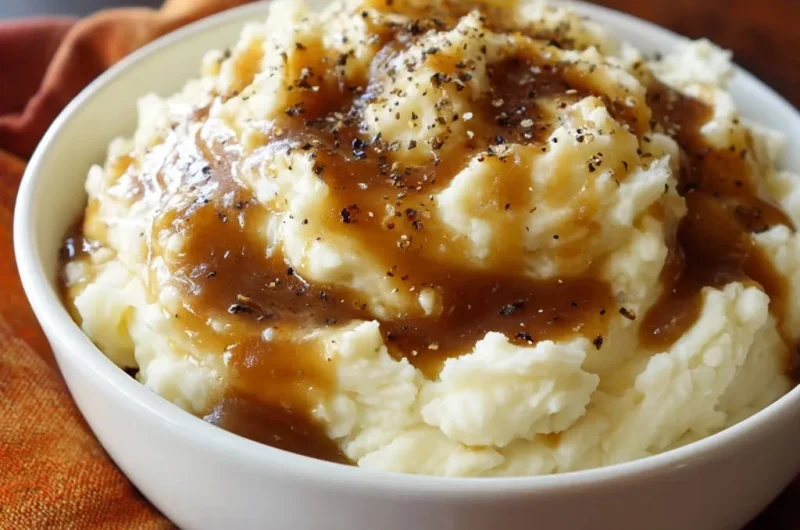 Fluffy Mashed Potatoes with Gravy