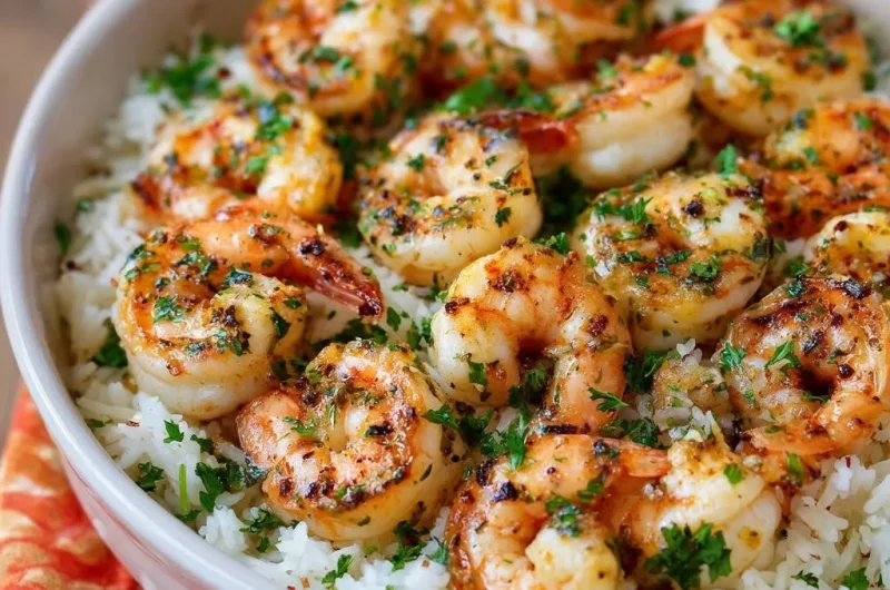 Quick Garlic Herb Shrimp with Fluffy Rice