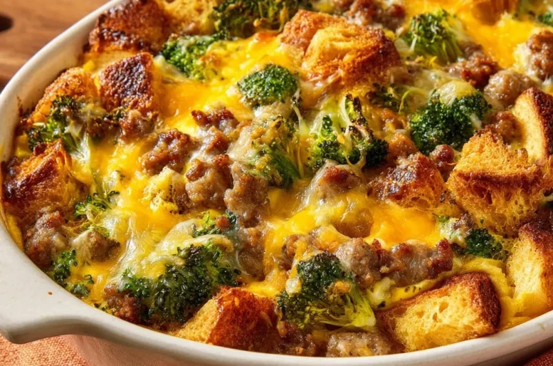 Sausage, Broccoli, and Cheddar Breakfast Bake