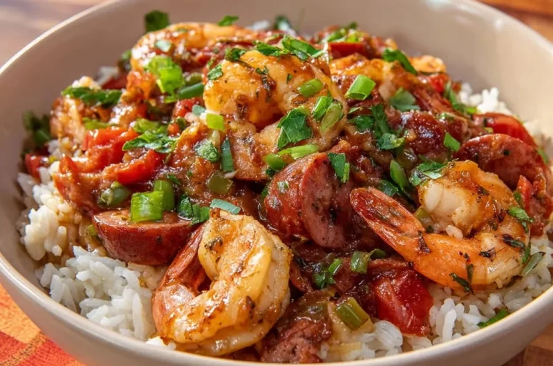 Spicy Shrimp and Sausage Skillet