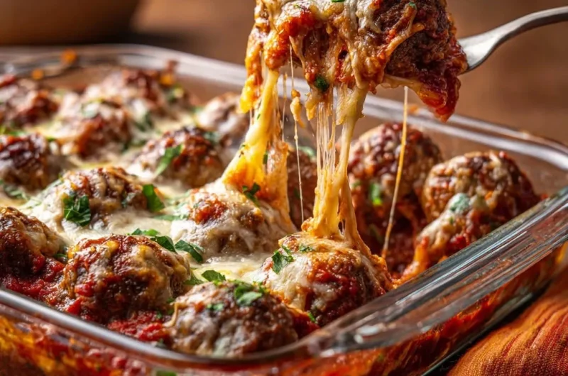 Ultimate Cheesy Baked Meatballs