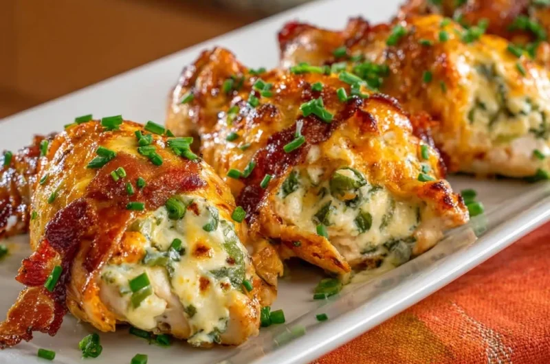 Bacon-Wrapped Spinach & Cheese Stuffed Chicken
