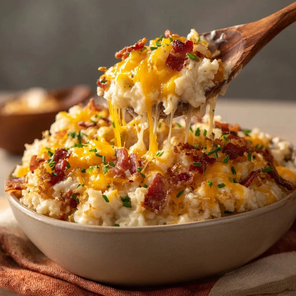 Cheesy Bacon Mashed Potatoes: Achieve Ultimate Fluffiness! - recipe image