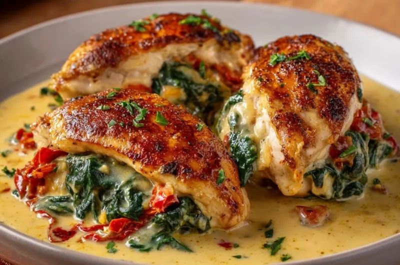 Creamy Spinach and Sun-Dried Tomato Stuffed Chicken