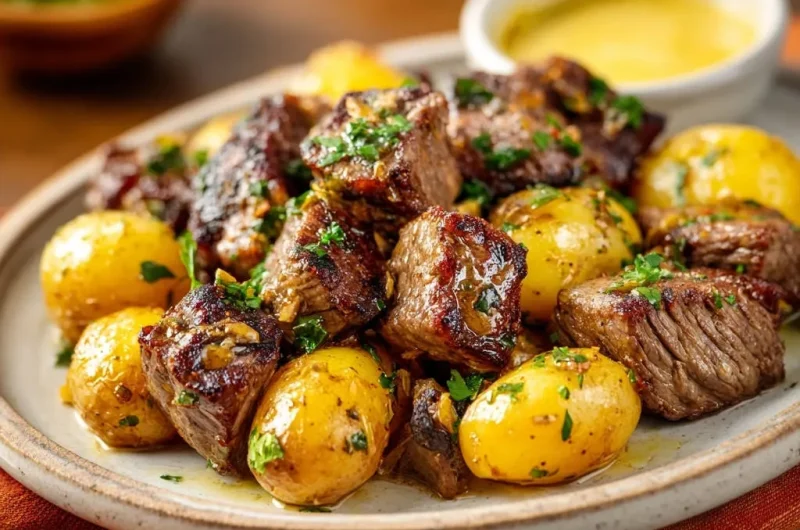 Garlic Herb Steak Bites & Potatoes