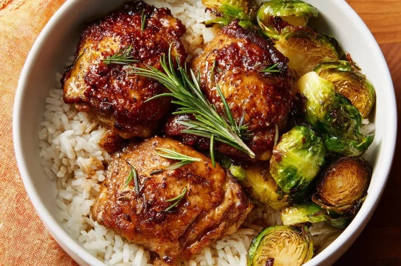 Perfect Glazed Chicken Thighs & Roasted Brussels