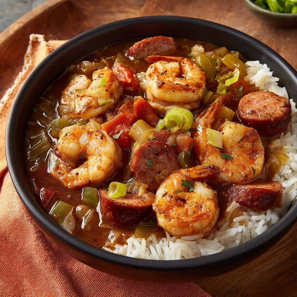 Hearty Shrimp & Smoked Sausage Gumbo: The No-Burn Roux Secret - recipe image