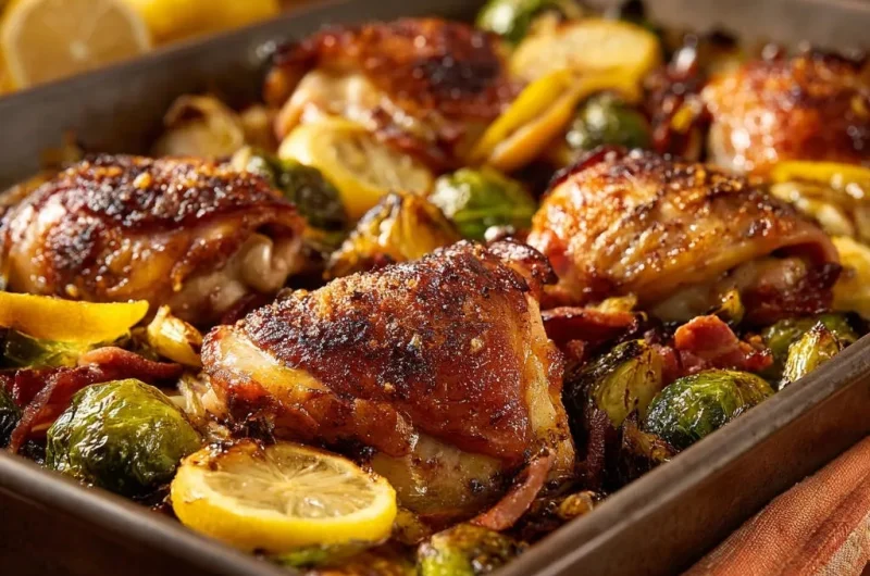 One-Pan Lemon Herb Chicken & Brussels
