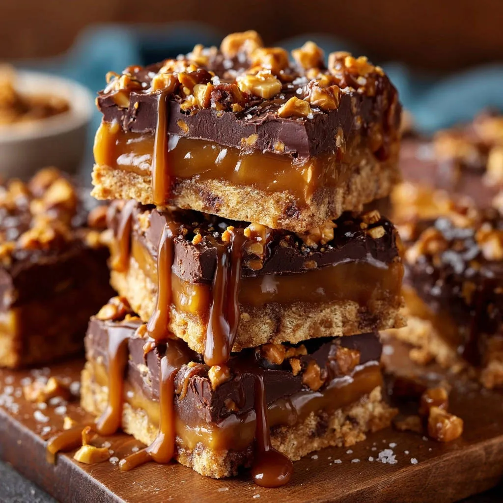 Salted Caramel Chocolate Crunch Bars: Perfect Caramel Every Time - recipe image