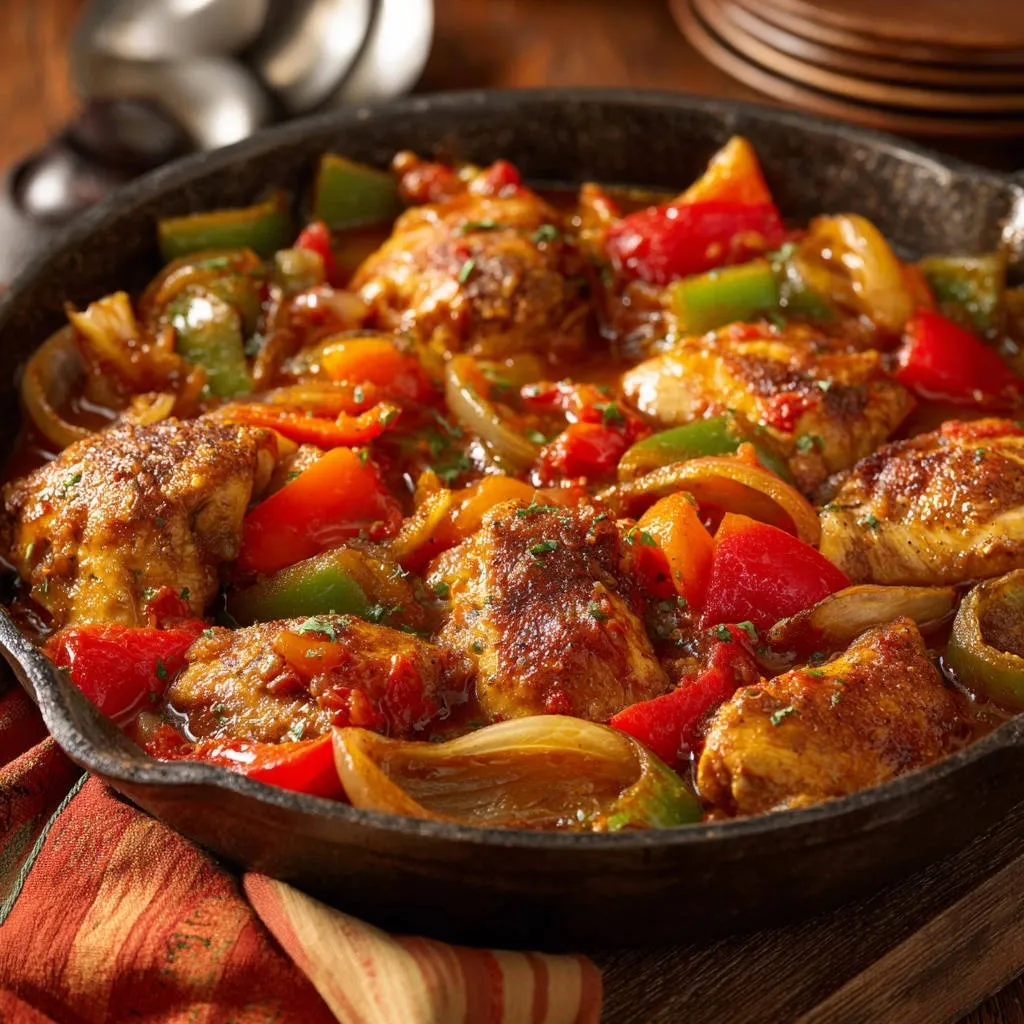 Skillet Chicken with Peppers & Onions: Juicy & Tender Every Time - recipe image
