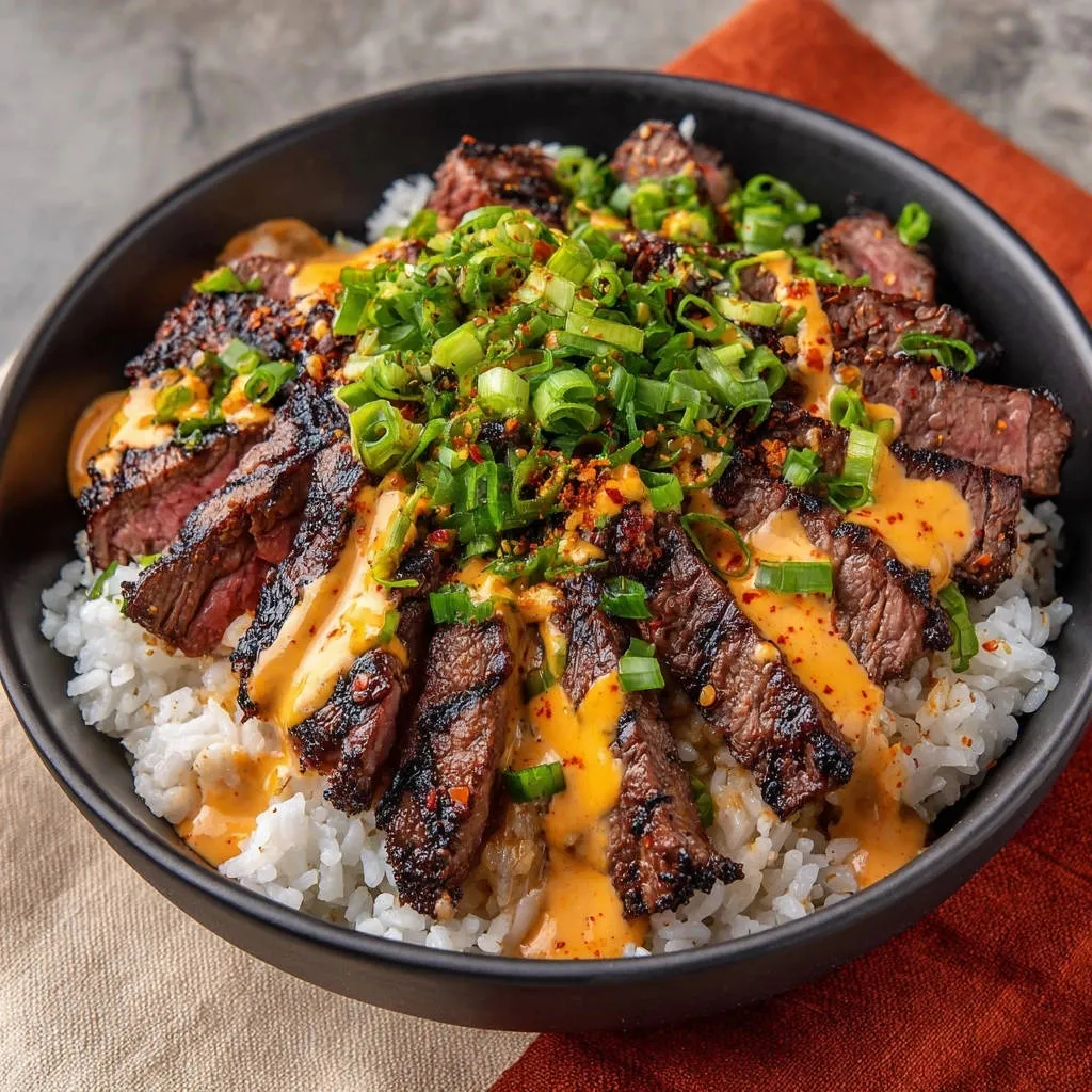 Spicy Seared Steak Rice Bowl: Perfectly Juicy Every Time - recipe image