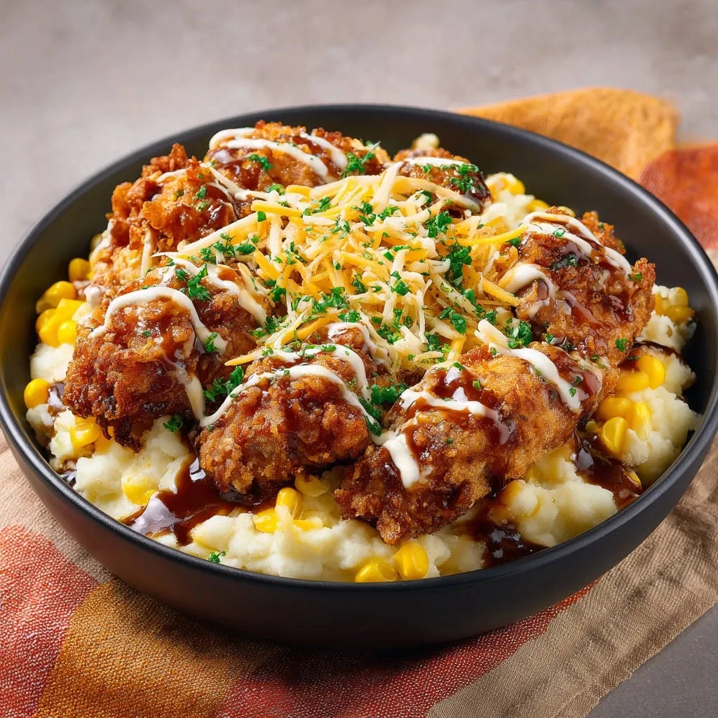 Ultimate Chicken Comfort Bowl: Fluffy Potatoes, Crispy Bites - recipe image