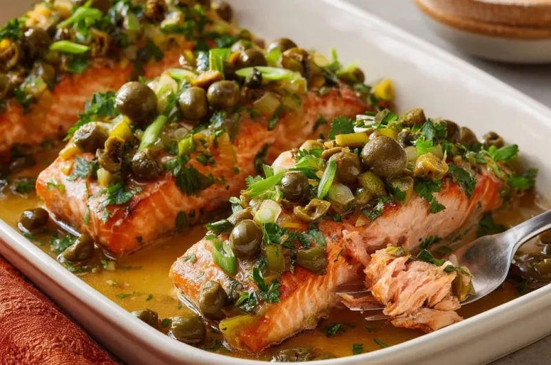 Baked Salmon with Caper-Olive Gremolata