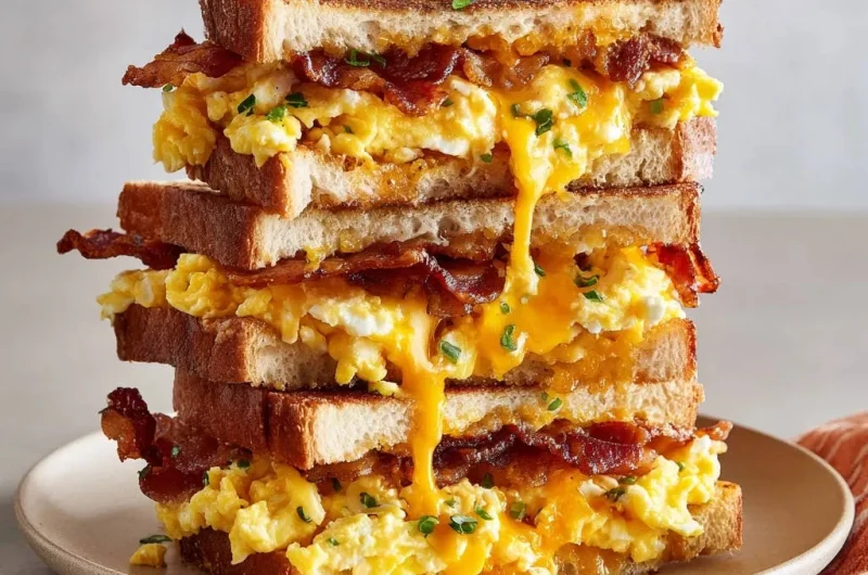 Cheesy Bacon Egg Sandwich Stack