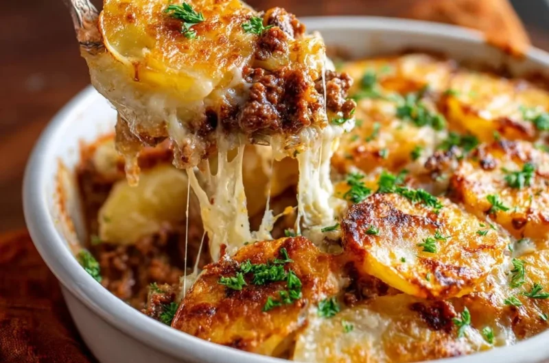 Loaded Cheesy Beef & Potato Bake