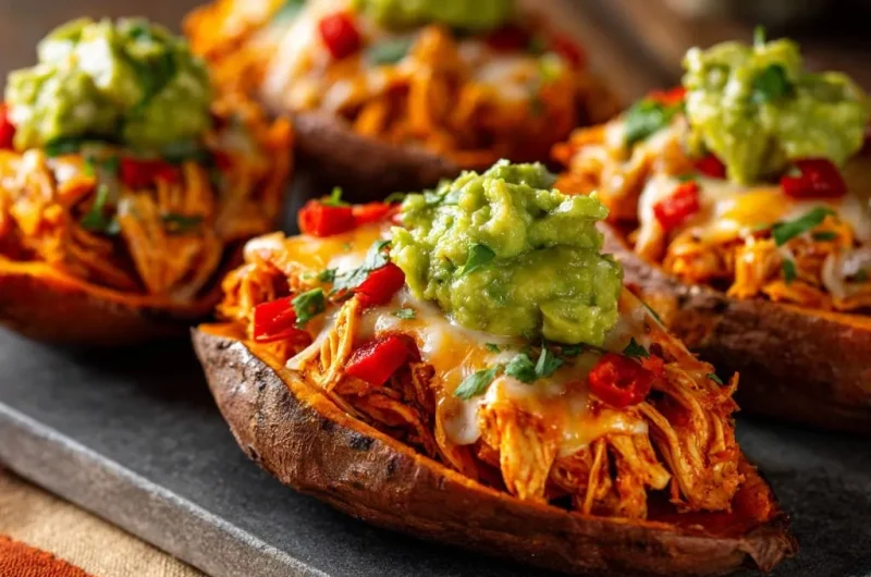Stuffed Buffalo Chicken Sweet Potatoes