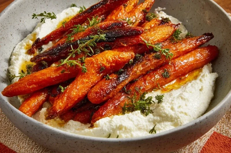 Deeply Caramelized Roasted Carrots with Creamy Ricotta