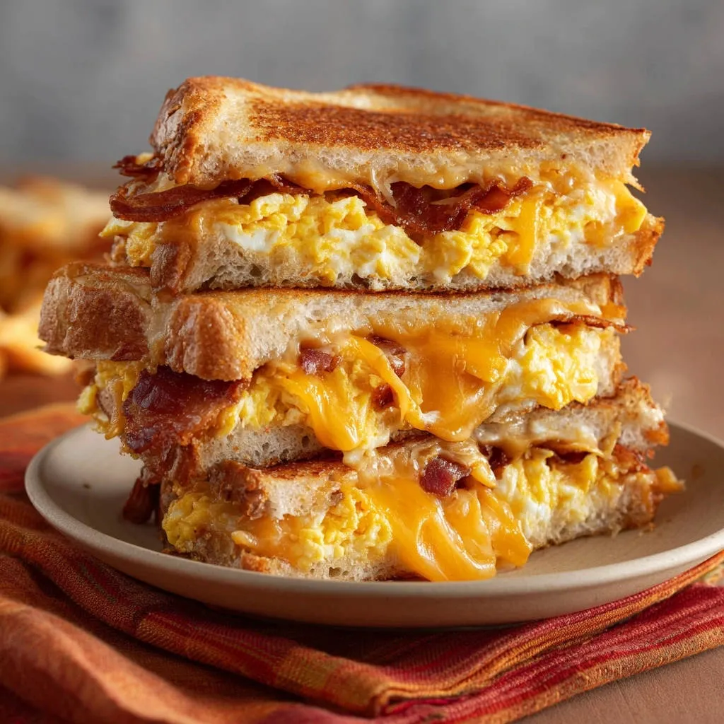 Cheesy Bacon & Egg Grilled Sandwich: The Gooey Secret - recipe image