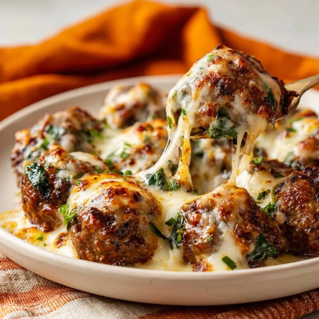 Cheesy Baked Meatballs: Irresistibly Tender & Juicy - recipe image