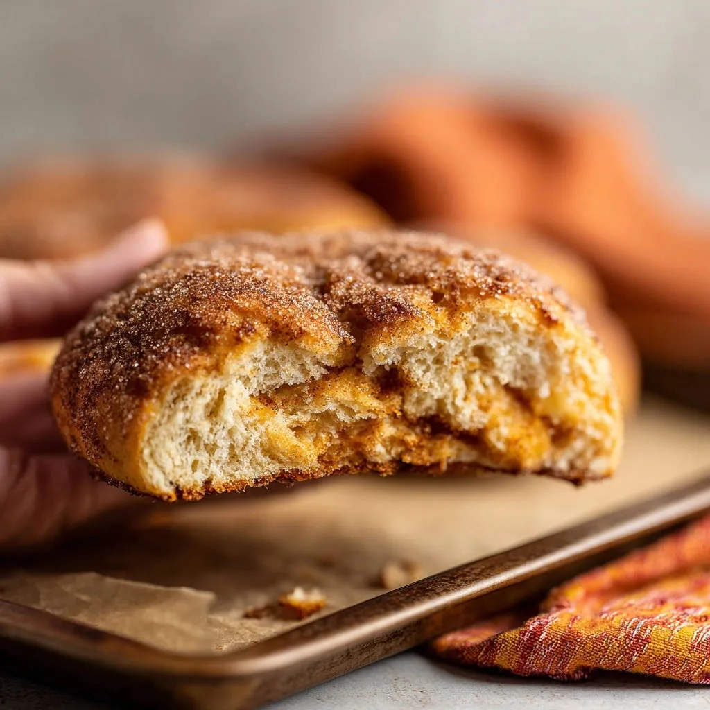 Cinnamon sugar buns cross-section showing the fluffy interior and sweet cinnamon swirl filling.