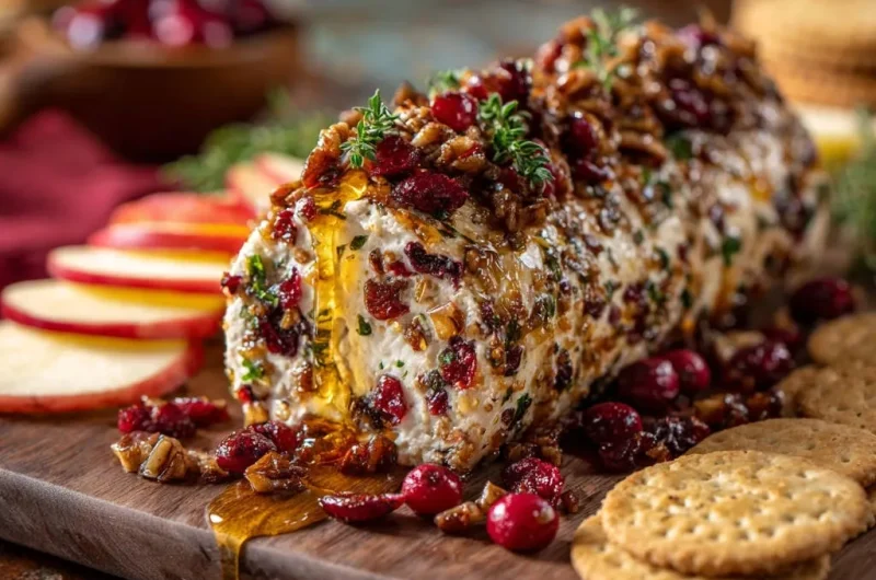 Cranberry Pecan Honey Cheese Log